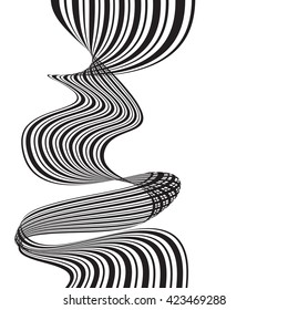 black and white mobious wave stripe optical design