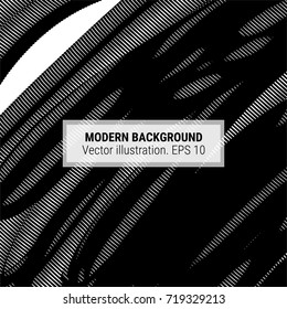  Black and white modern background. Abstract artistic outlines. Vector illustration.