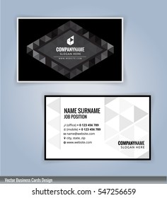 Black and White modern business card template, vertical, Illustration Vector 10