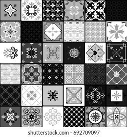 Black and white modern ceramic tiles vector illustration