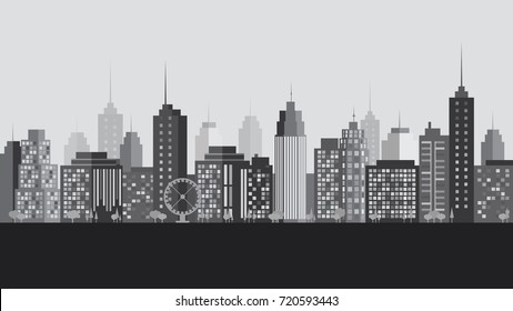 Black white modern city background