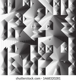 Black and White Modern Contemporary Art Minimal Absract Geometric Seamless Gradient Pattern with Graphic Shapes Elements of Triangle