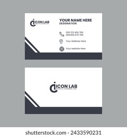 Black and white modern  creative double -sided business card template, horizontal simple clean template vector design
