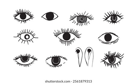 Black and White Modern Eye Sketches