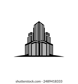 Black and White Modern Geometric High Building Logo Design