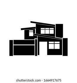 black and white modern home silhouette illustration