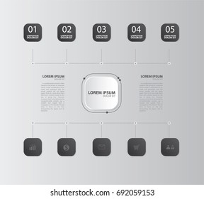 Black and White Modern Infographics vector design.Vector timeline infographic template.