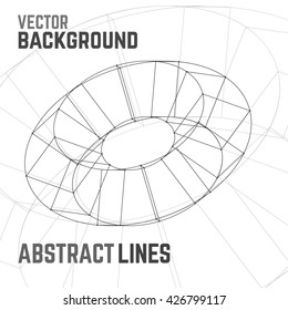 Black and white modern lines abstract vector background.  Modern geometric circle shapes. Polygonal wireframe elements. Lines and dots. Connection points and lines.