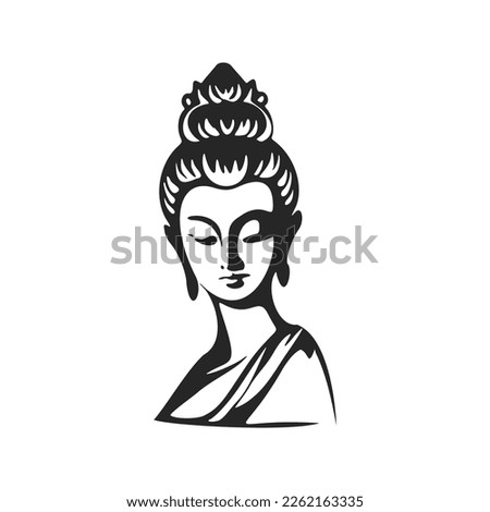 Black and white modern logo of a superb calm girl.