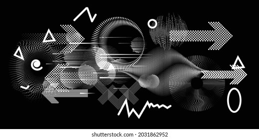 Negro y blanco moderno fondo mínimo. Composición de diseño de vectores con varias formas geométricas. Resumen del arte contemporáneo. Nuevo modernismo.