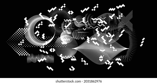 Black and white modern minimal background . Vector design composition with various geometric shapes . Abstract contemporary art . New modernism .