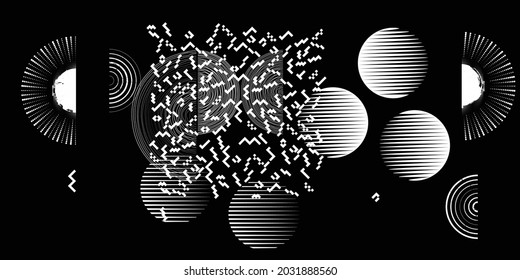 Black and white modern minimal background . Vector design composition with various geometric shapes . Abstract contemporary art . New modernism .