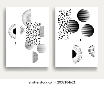 Negro y blanco moderno fondo mínimo. Composición de diseño de vectores con varias formas geométricas. Resumen del arte contemporáneo. Neomodernismo.