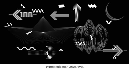 Black and white modern minimal background . Vector design composition with various geometric shapes . Abstract contemporary art . New modernism .