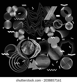Black and white modern minimal background . Vector design composition with various geometric shapes . Abstract contemporary art . New modernism .