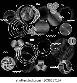 Negro y blanco moderno fondo mínimo. Composición de diseño de vectores con varias formas geométricas. Resumen del arte contemporáneo. Nuevo modernismo.