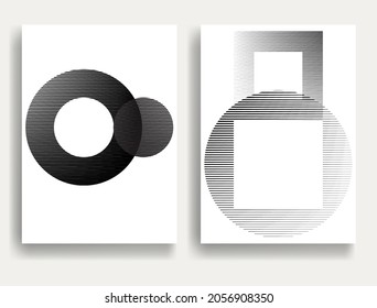Black and white modern minimal background . Vector design composition with various geometric shapes . Abstract contemporary art . New modernism design.