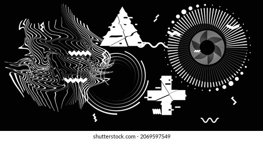 Black and white modern minimal background . Vector design composition with various geometric shapes . Abstract contemporary art . New modernism .