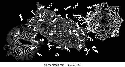 Black and white modern minimal background . Vector design composition with various geometric shapes . Abstract contemporary art . New modernism .