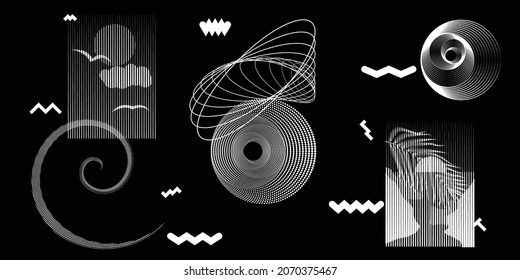 Negro y blanco moderno fondo mínimo. Composición de diseño de vectores con varias formas geométricas. Resumen del arte contemporáneo. Nuevo modernismo.
