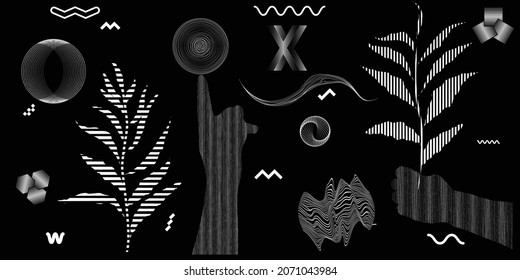 Negro y blanco moderno fondo mínimo. Composición de diseño de vectores con varias formas geométricas. Resumen del arte contemporáneo. Nuevo modernismo.