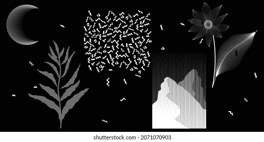 Negro y blanco moderno fondo mínimo. Composición de diseño de vectores con varias formas geométricas. Resumen del arte contemporáneo. Nuevo modernismo.