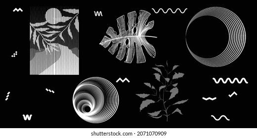 Black and white modern minimal background . Vector design composition with various geometric shapes . Abstract contemporary art . New modernism .