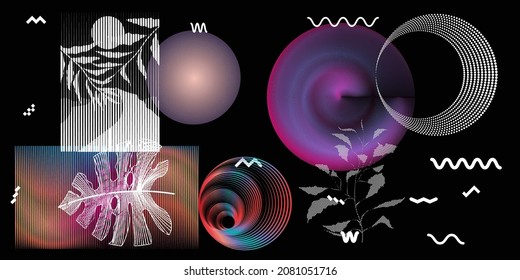 Black and white modern minimal background . Vector design composition with various geometric shapes . Abstract contemporary art . New modernism .