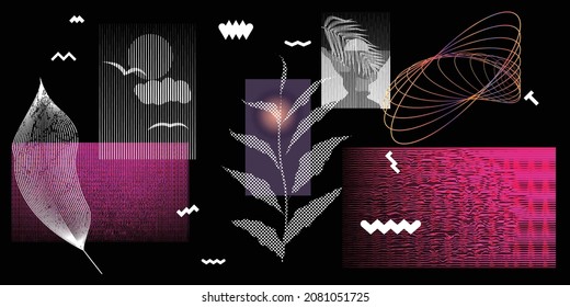Black and white modern minimal background . Vector design composition with various geometric shapes . Abstract contemporary art . New modernism .