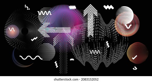 Black and white modern minimal background . Vector design composition with various geometric shapes . Abstract contemporary art . New modernism .