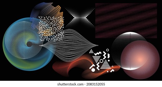 Black and white modern minimal background . Vector design composition with various geometric shapes . Abstract contemporary art . New modernism .