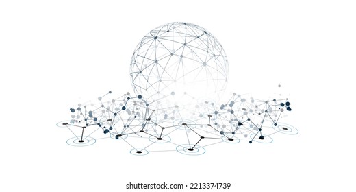 Black and White Modern Minimal Style Polygonal Networks Structure, Digital Telecommunications Concept Design, Network Connections, Transparent Geometric Wireframe-Creative Isolated Vector Illustration