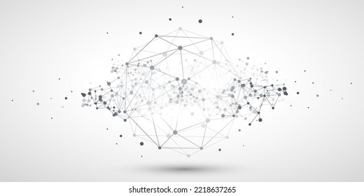 Black and White Modern Minimal Style Polygonal Networks Structure, Digital Telecommunications Concept Design, Network Connections, Transparent Geometric Wireframe - Creative Vector Illustration svg