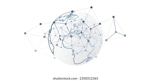 Black and White Modern Minimal Style Polygonal Networks Structure, Digital Telecommunications Concept Design,Network Connections, Transparent Geometric Wireframe, Creative Isolated Vector Illustration