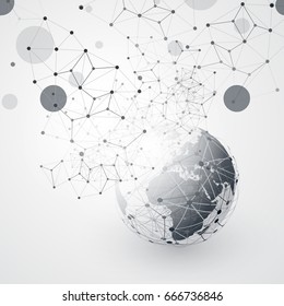 Black and White Modern Minimal Style Cloud Computing, Networks Structure, Telecommunications Concept Design, Network Connections, Transparent Geometric Wireframe - Vector Illustration