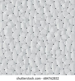 Black and White Modern Minimal Style Geometric Network Structure, Connections Pattern - Vector Illustration