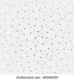 Black And White Modern Minimal Style Geometric Network Structure, Connections Pattern - Vector Illustration