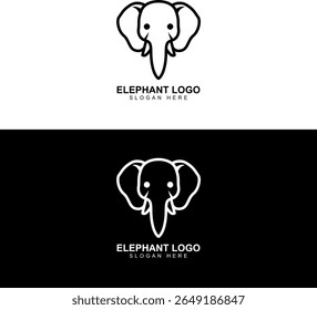 preto e branco moderno logotipo cabeça de elefante minimalista