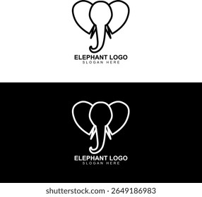 preto e branco moderno logotipo cabeça de elefante minimalista