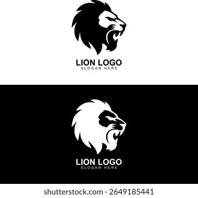 black and white modern minimalist lion head logo