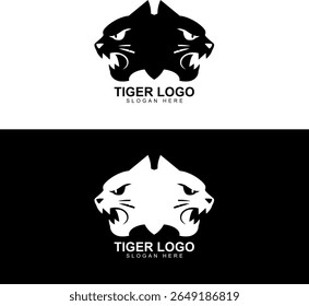 black and white modern minimalist tiger head logo
