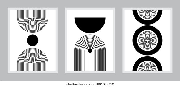 Black and white Modern Poster Art. Abstract Wall Art. Digital Interior Decoration Art for print. Vector EPS 10.