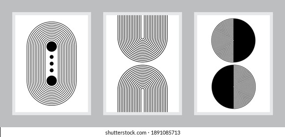 Black and white Modern Poster Art. Abstract Wall Art. Digital Interior Decoration Art for print. Vector EPS 10.