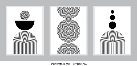 Black And White Modern Poster Art. Abstract Wall Art. Digital Interior Decoration Art For Print. Vector EPS 10.