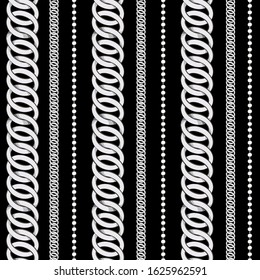 Black and white modern silver chain vertical stripe seamless pattern in vector EPS10 Design for fashion,fabric,web,wrapping,wallpaper and all prints on black