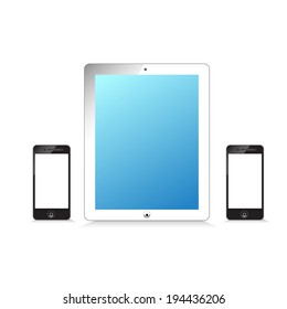 Black and white modern tablet phone on white background