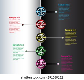 black white modern time line template for website computer graphic and technology. text box. colorful. infographics