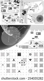 Black and white modern warfare holographic gui illustration