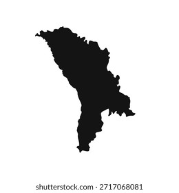 Mapa simples de Moldávia preto e branco