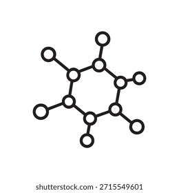 Icono de estructura molecular en blanco y negro Ilustración vectorial de red de química de ciencia simple